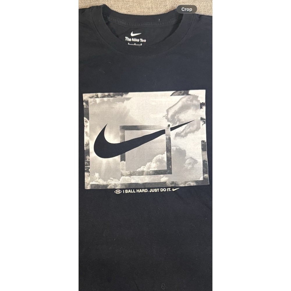 Nike Graphic T Shirt Mens Medium Black Swoosh I Ball Hard Just Do It Tee - Picture 2 of 9